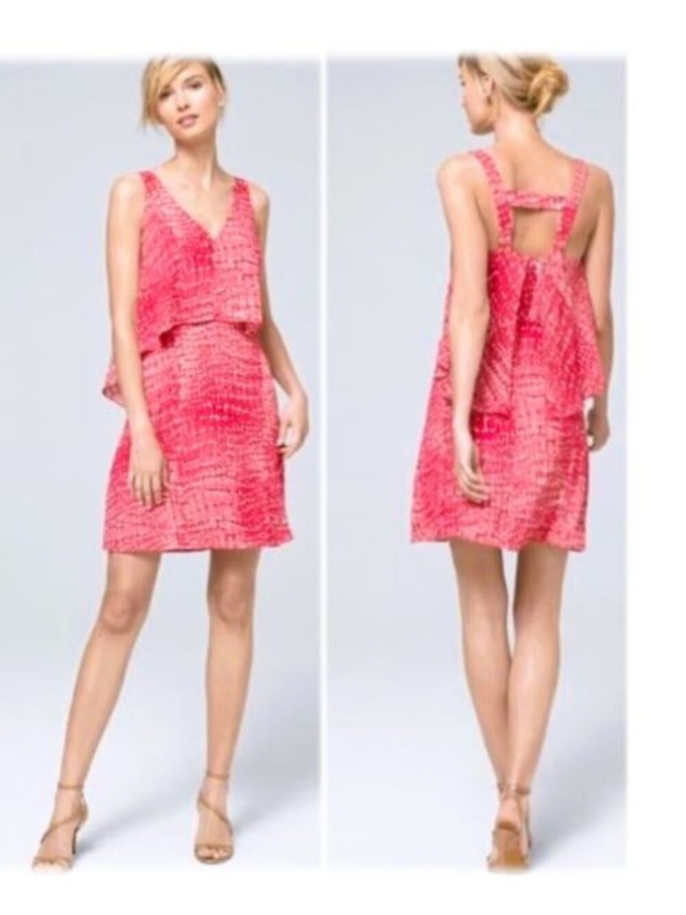 WHBM Snake Print Tiered Shift Dress Medium